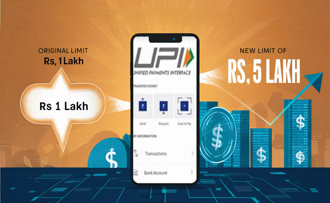 The transaction limit to pay taxes using UPI increased from Rs 1 lakh to Rs 5 lakh